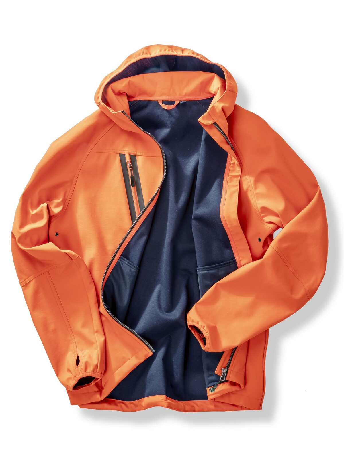 fluorescent orange/navy